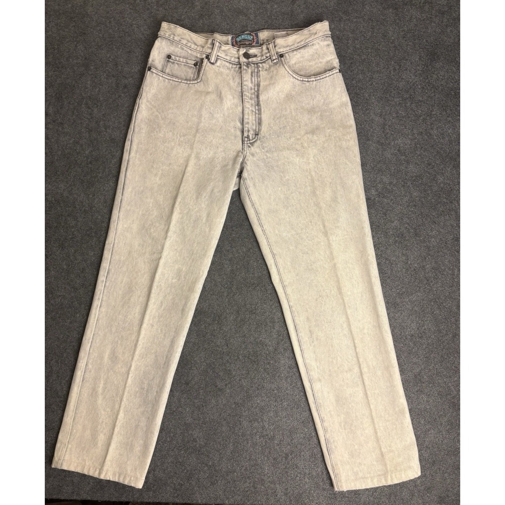 Vintage Sergio Silver Wash Men's Jeans Straight Leg Size 33 Y2K. A3 - Picture 1 of 5